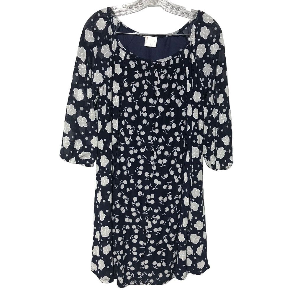 Siren Lily dress women petite medium floral layer sheer 3 quarter sleeve light